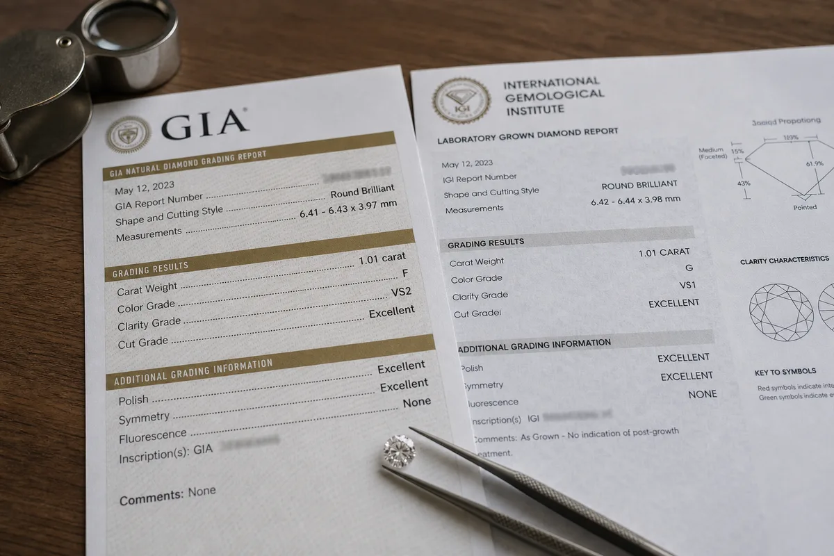 Параметры бриллиантов в отчетах GIA и IGI: как сопоставить данные при онлайн-покупке